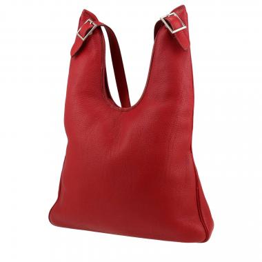 Bolso para llevar al hombro Hermès  Massai en cuero togo rojo