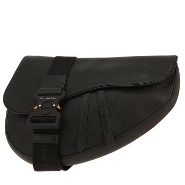 Borsa a tracolla Dior  Saddle in pelle martellata nera