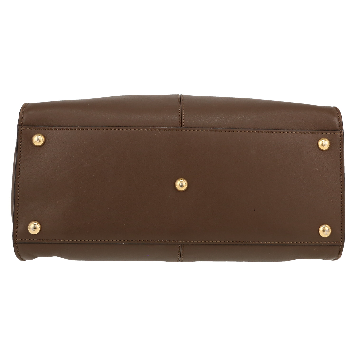 Sac bandoulière Fendi  Peekaboo X-Lite moyen modèle  en cuir marron - Detail D1