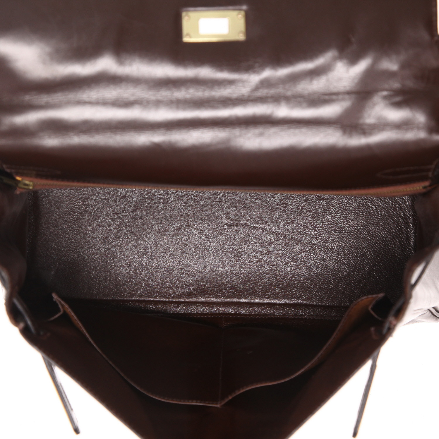 Borsa Hermès  Kelly 32 cm in pelle box marrone - Detail D3