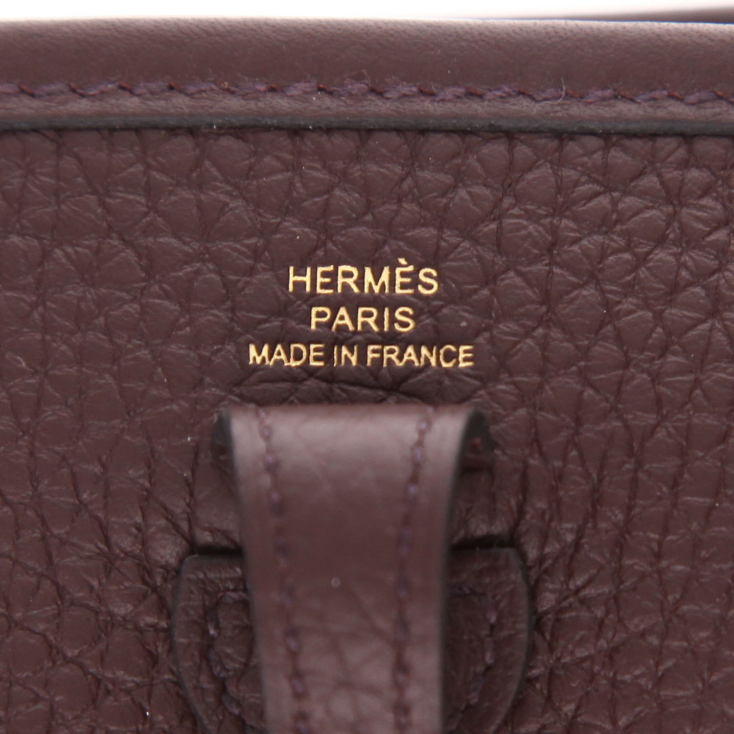 Hermès  Mini Evelyne shoulder bag  in red H leather taurillon clémence - Detail D2