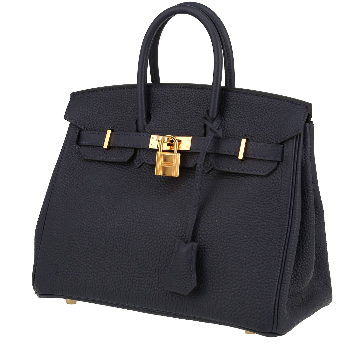 Borsa Hermès  Birkin 25 cm in pelle togo blu