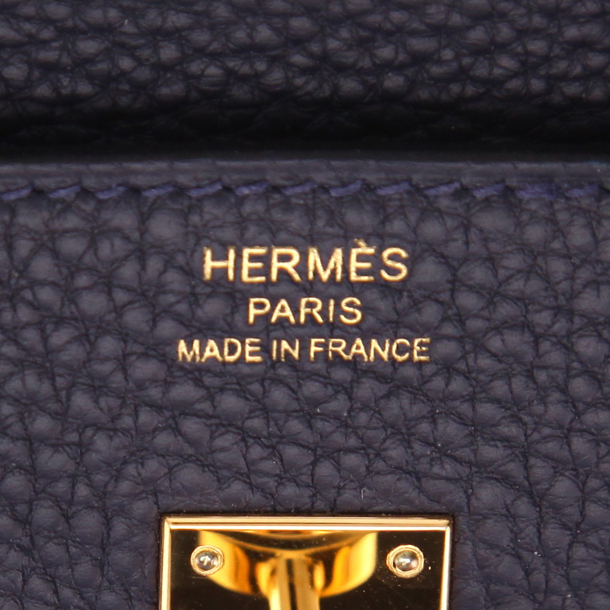 Bolso de mano Hermès  Birkin 25 cm en cuero togo azul - Detail D2