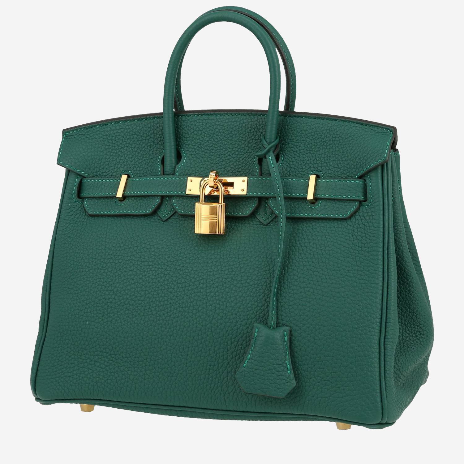 Bolso de mano Hermès  Birkin 25 cm en cuero togo verde malaquita