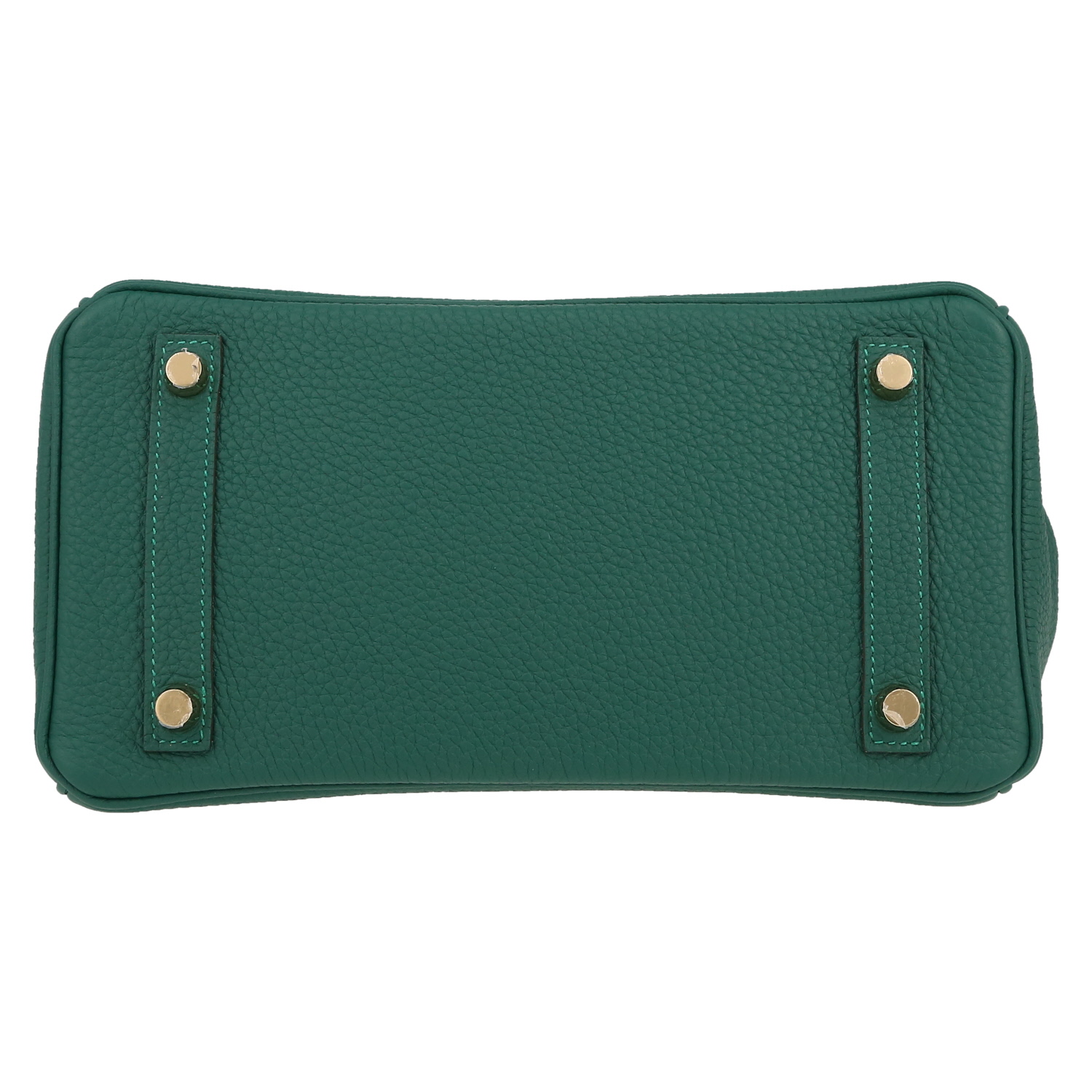 Bolso de mano Hermès  Birkin 25 cm en cuero togo verde malaquita - Detail D1