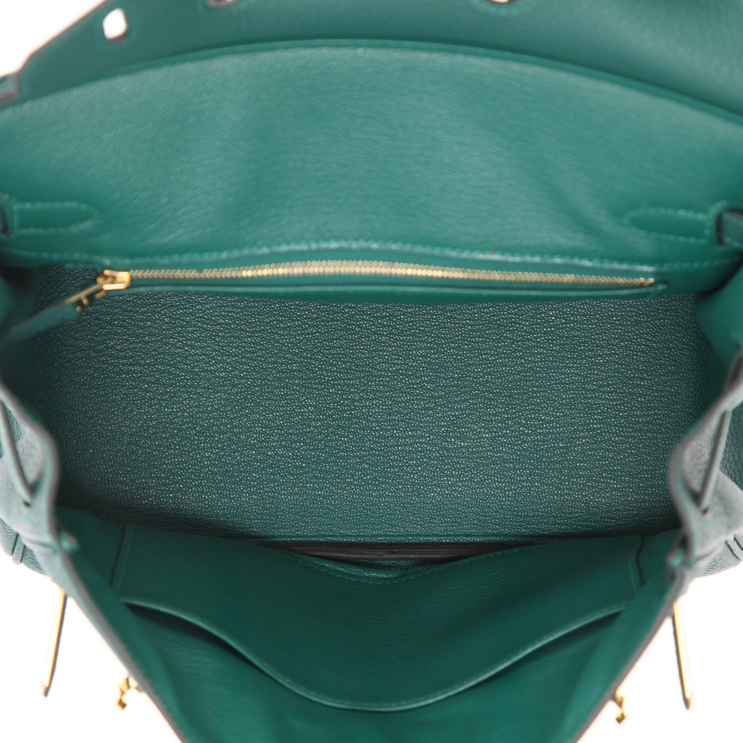 Bolso de mano Hermès  Birkin 25 cm en cuero togo verde malaquita - Detail D3