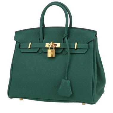 Sac à main Hermès  Birkin 25 cm en cuir togo vert-malachite