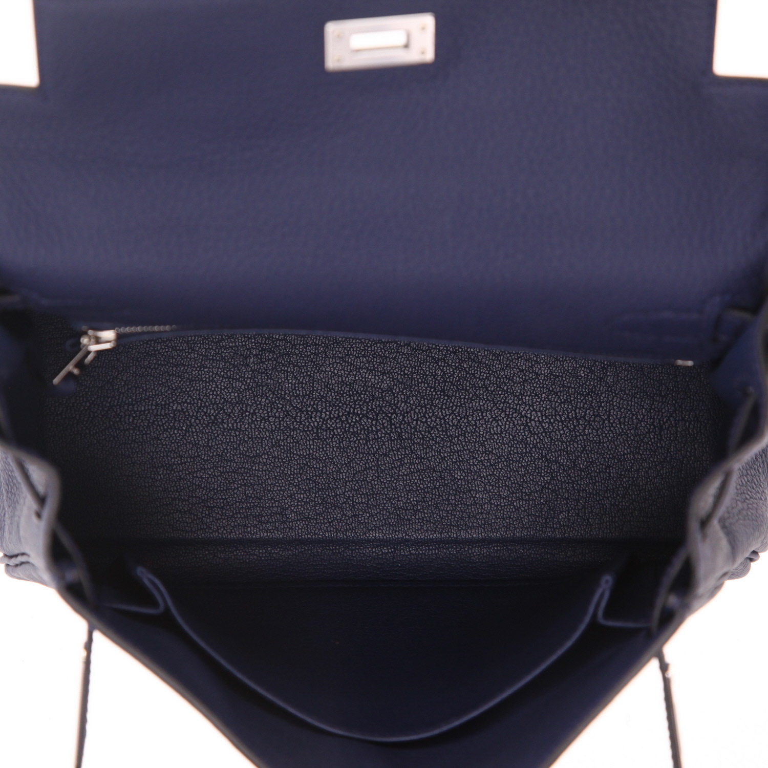 Bolso Hermès Kelly de 25 cm en piel Togo azul - Detail D3
