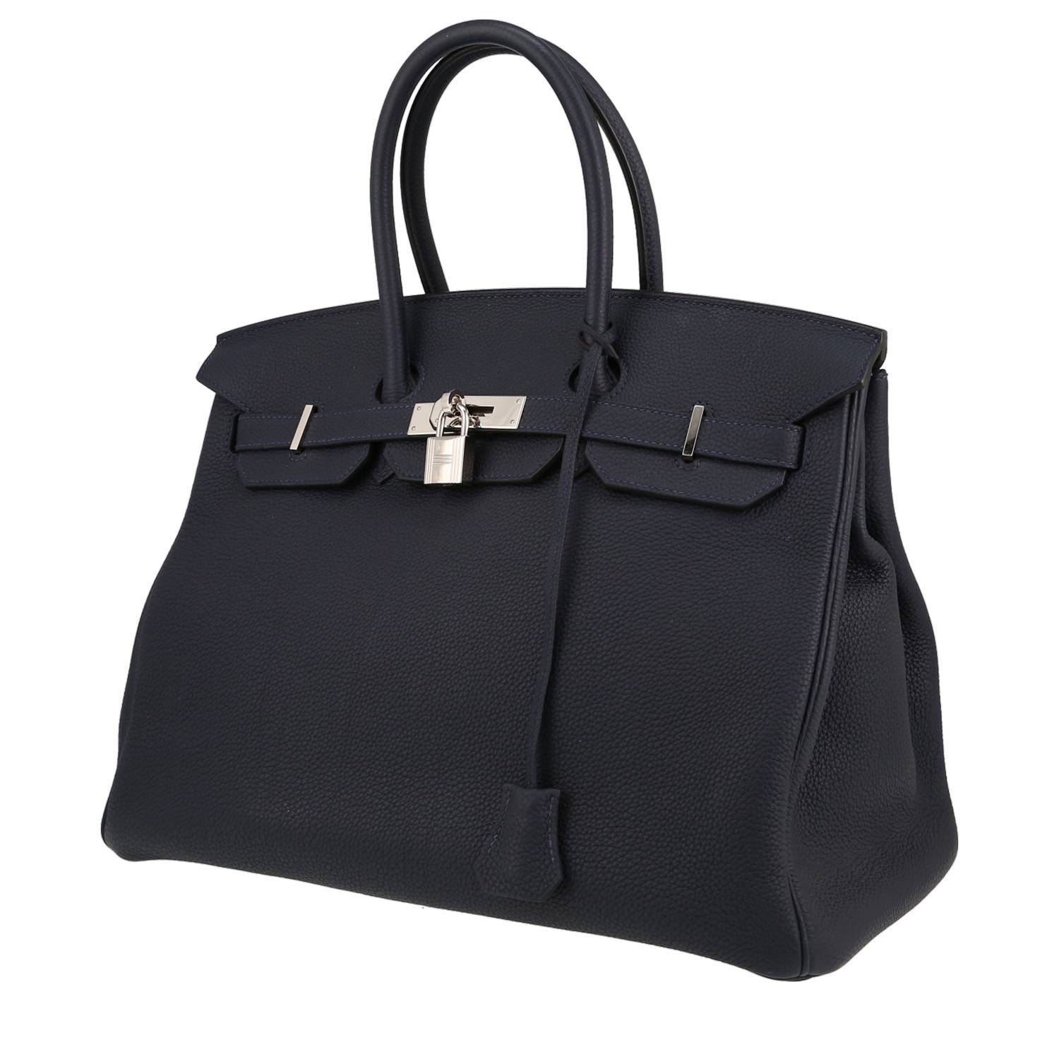 Birkin 35 cm Handbag In Blue Togo Leather
