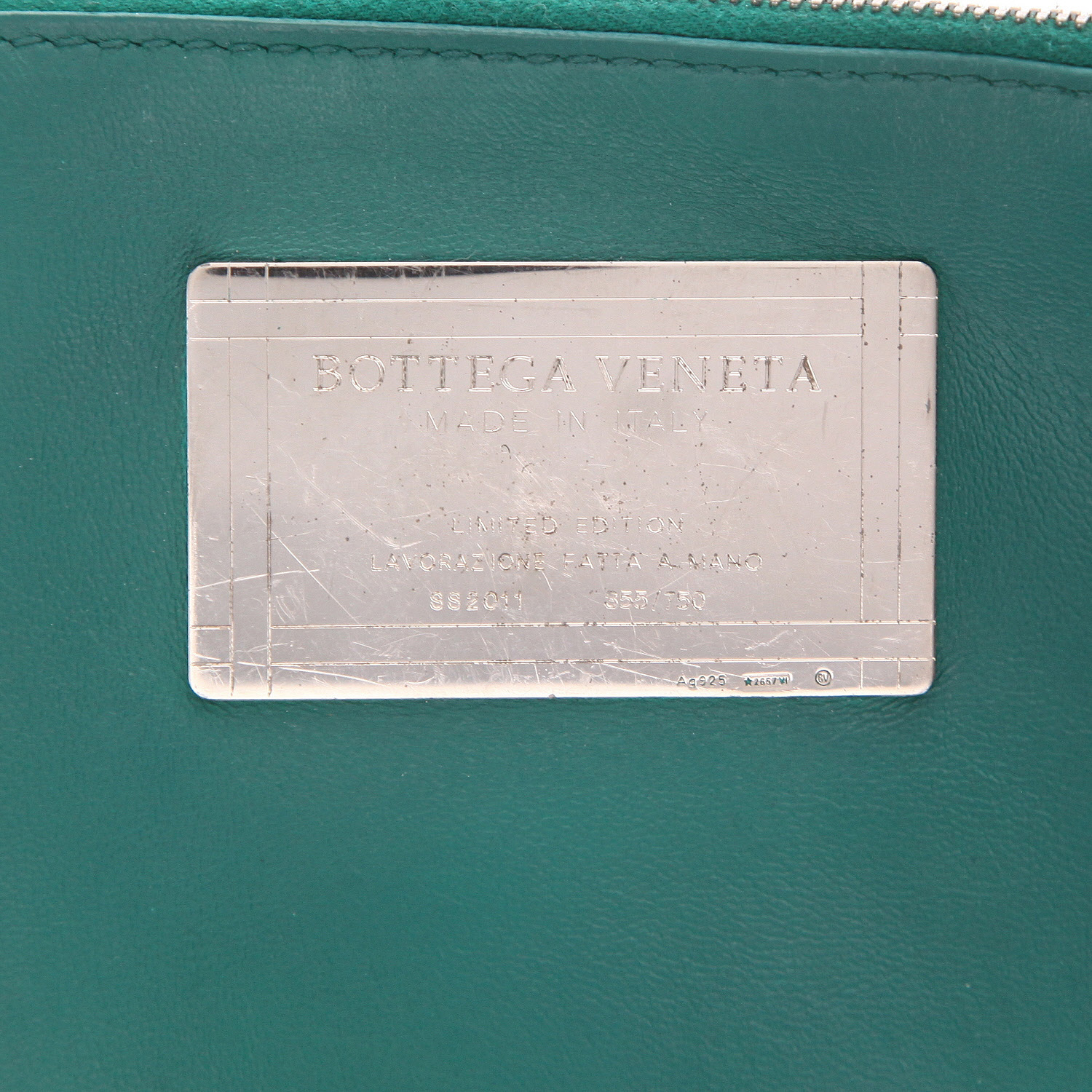 Shopping bag Bottega Veneta  Cabat in pelle intrecciata verde - Detail D2