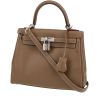 Bolso de mano Hermès  Kelly 25 cm en cuero swift marrón etoupe - 00pp thumbnail