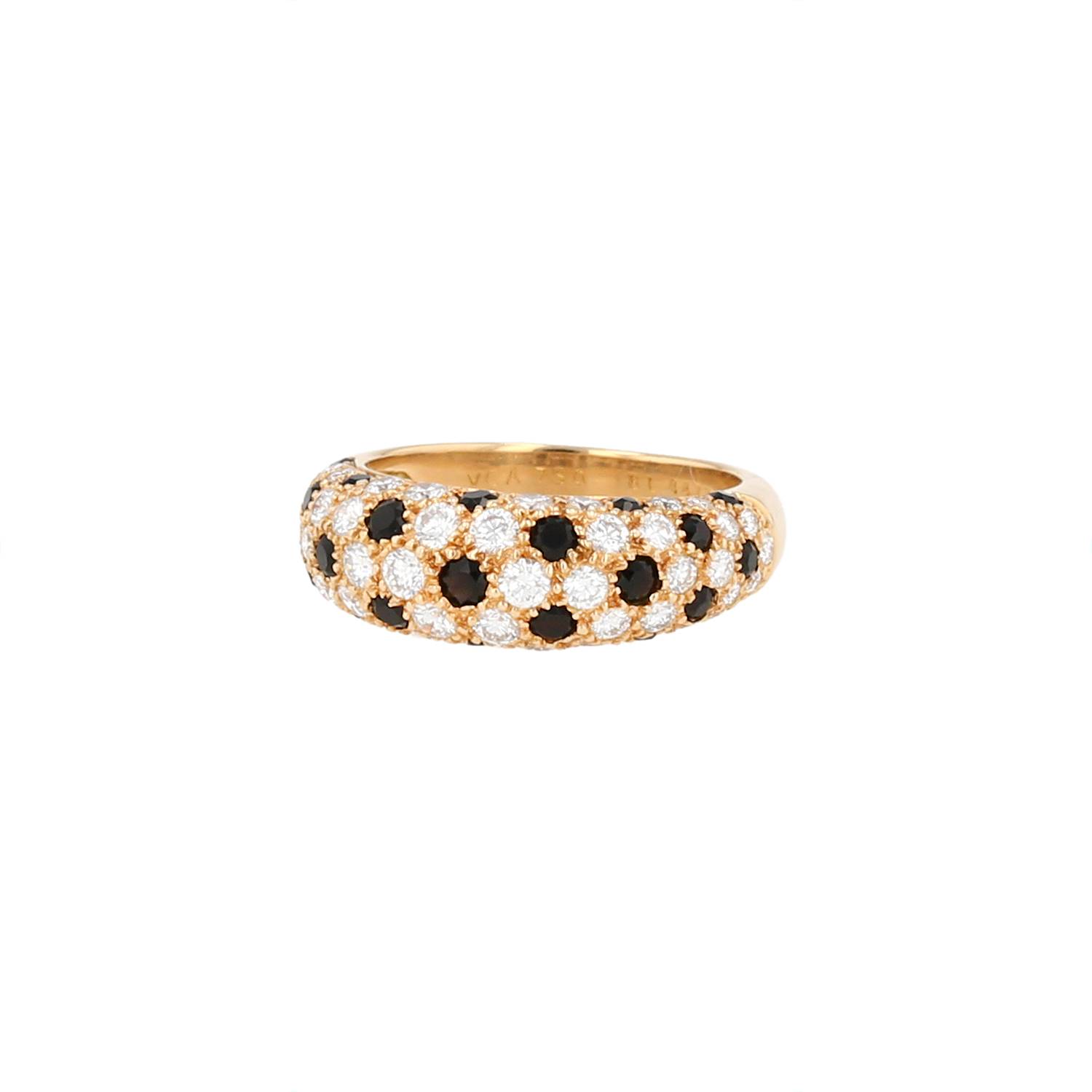 Ring In Yellow , Diamonds And Onyx