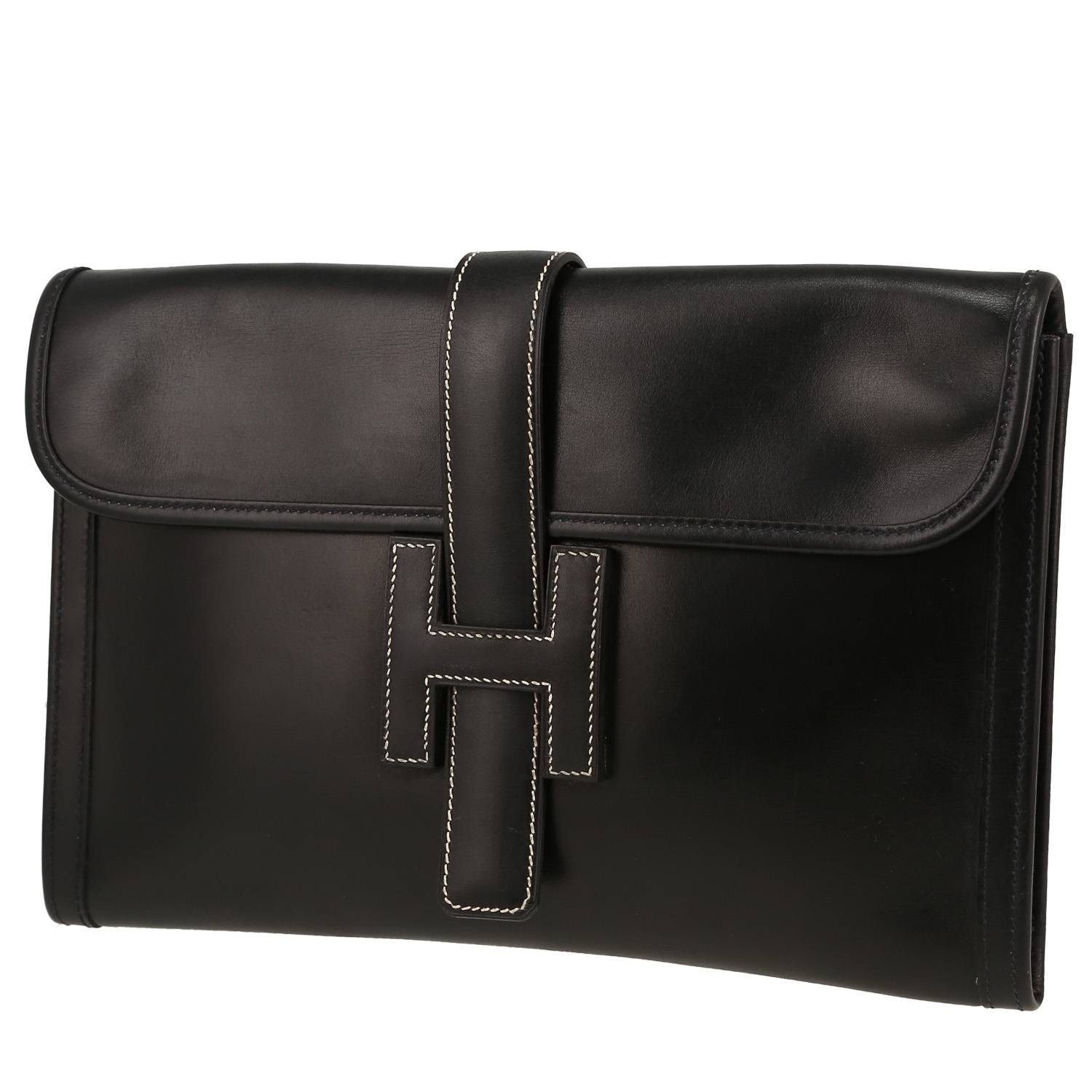 Jige Pouch In Black Box Leather