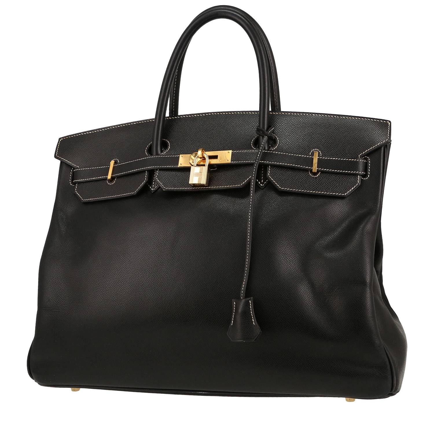 Birkin 40 cm Handbag In Black Courchevel Leather