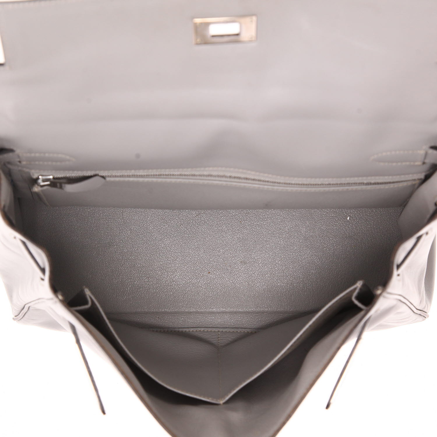 Bolso de mano Hermès  Kelly 32 cm en cuero box gris - Detail D3
