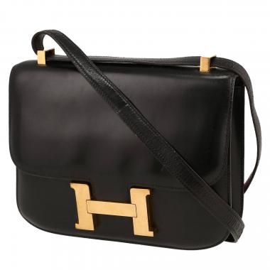 Sac à main Hermès  Constance en cuir box noir