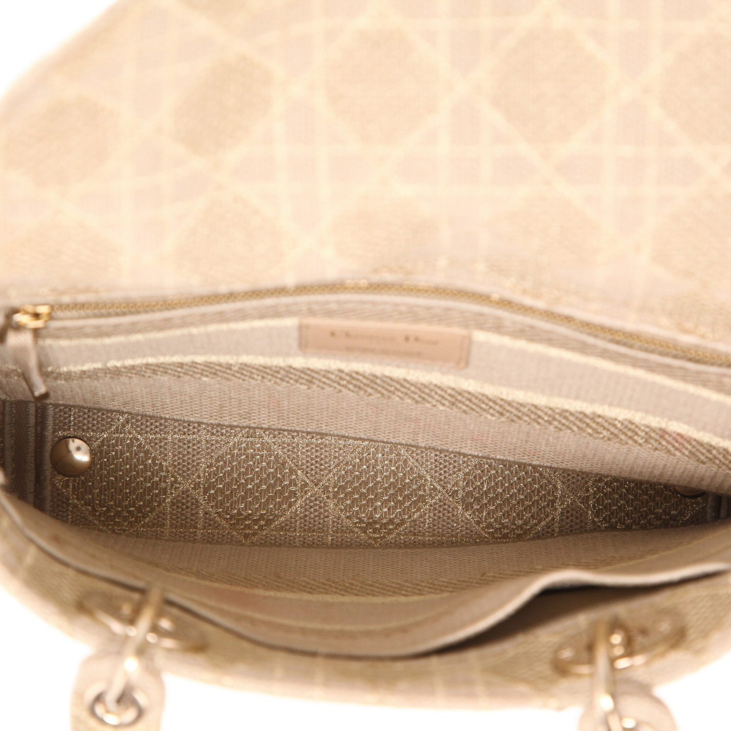 Dior  Lady D-Lite handbag  in beige canvas - Detail D3