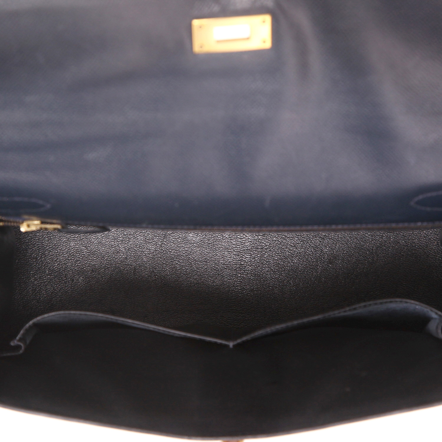 Bolso de mano Hermès  Kelly 32 cm en cuero Courchevel azul marino - Detail D3