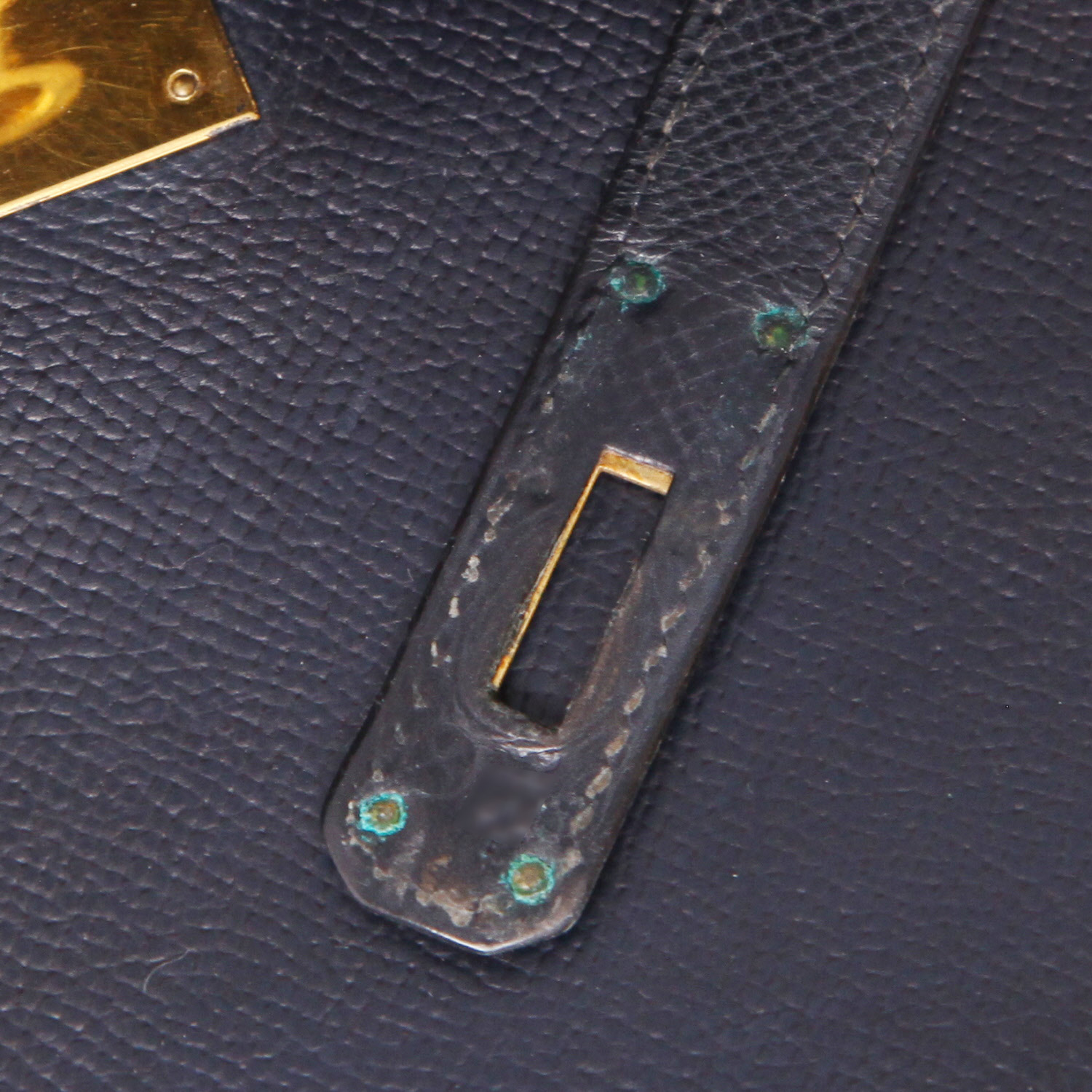 Borsa Hermès  Kelly 32 cm in pelle Courchevel blu marino - Detail D4