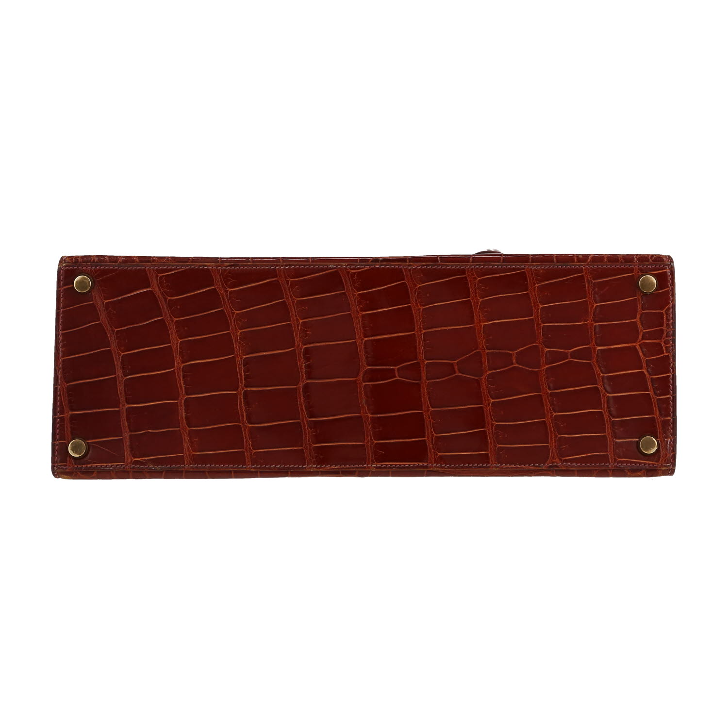 Sac à main Hermès  Kelly 32 cm en crocodile marron-havane - Detail D1