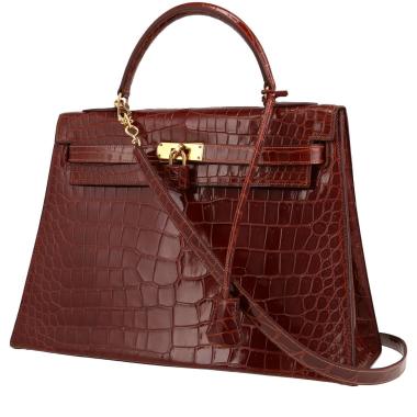 Bolso de mano Hermès  Kelly 32 cm en cocodrilo color habano