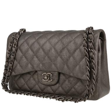 Sac à main Chanel  Timeless Jumbo en cuir grainé matelassé gris