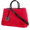 Fendi  2 Jours handbag  in red skin-out fur  and black leather - 00pp thumbnail