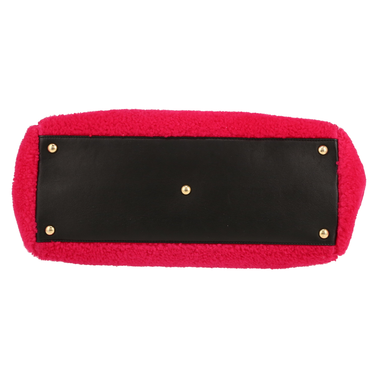 Fendi  2 Jours handbag  in red skin-out fur  and black leather - Detail D1