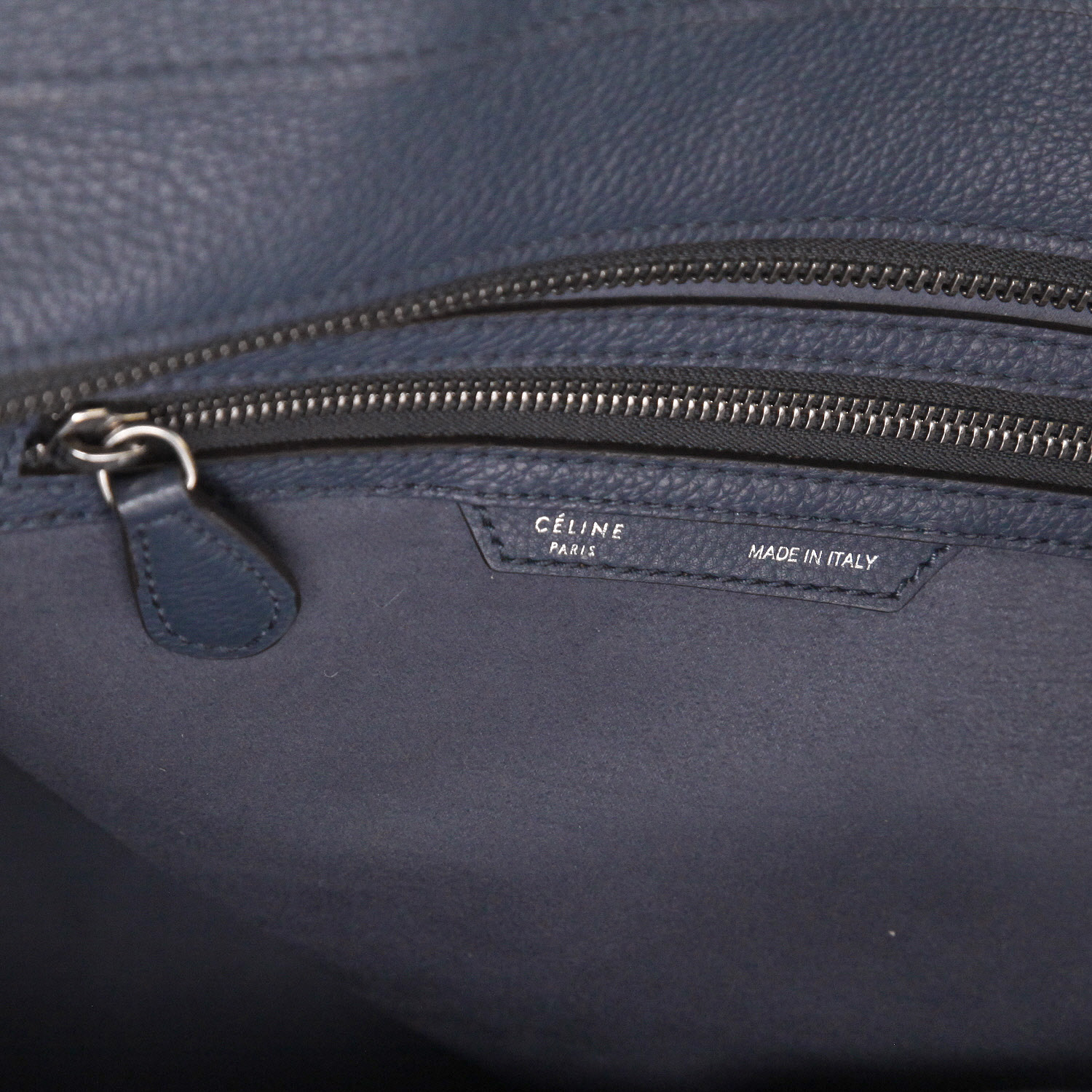 Sac à main Celine  Luggage moyen modèle  en cuir bleu-marine - Detail D2