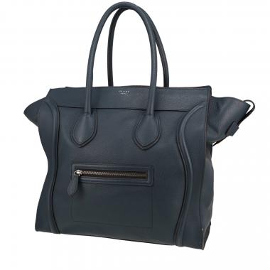 Bolso de mano Celine  Luggage modelo mediano  en cuero azul marino