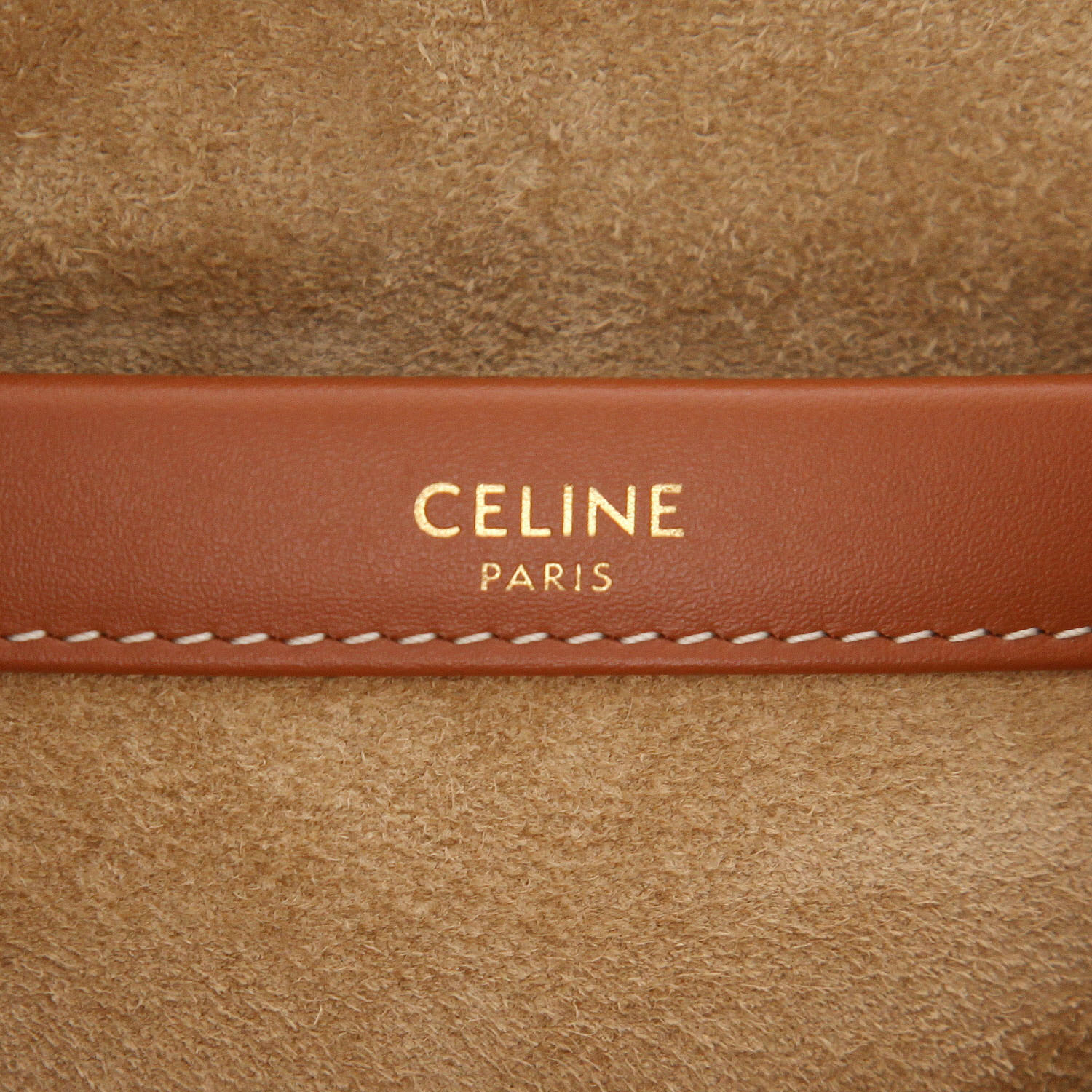 Celine  Thais handbag  in beige sheepskin  and brown leather - Detail D2