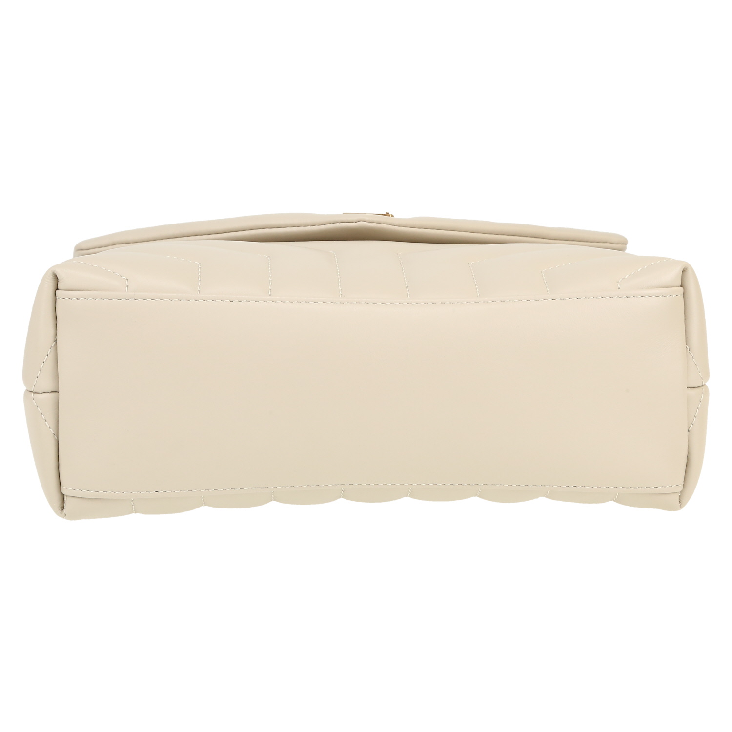 Bolso bandolera Saint Laurent  Loulou modelo pequeño  en cuero acolchado con motivos de espigas color crema - Detail D1