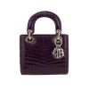 Bolso bandolera Dior  Mini Lady Dior en cocodrilo violeta - 360 thumbnail