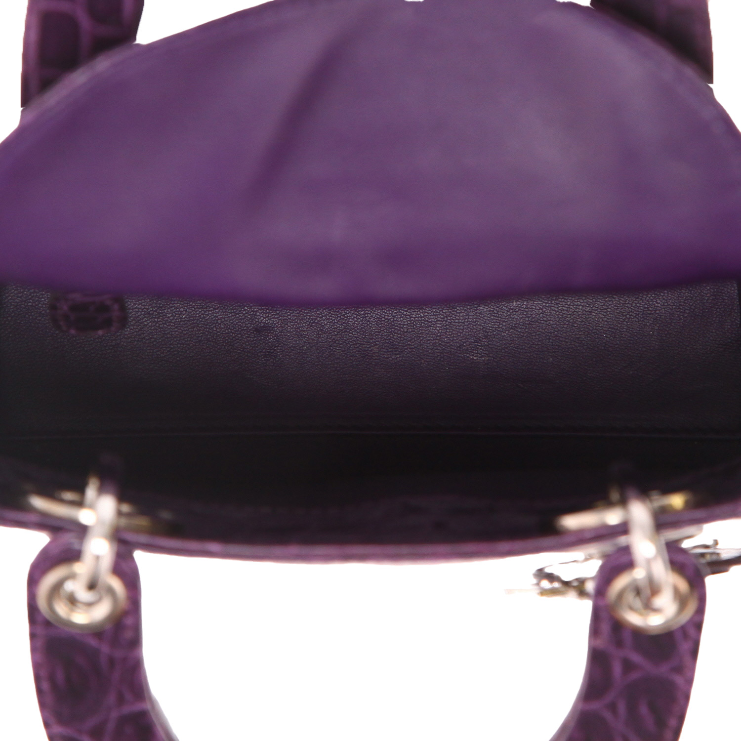 Borsa a tracolla Dior  Mini Lady Dior in coccodrillo viola - Detail D3