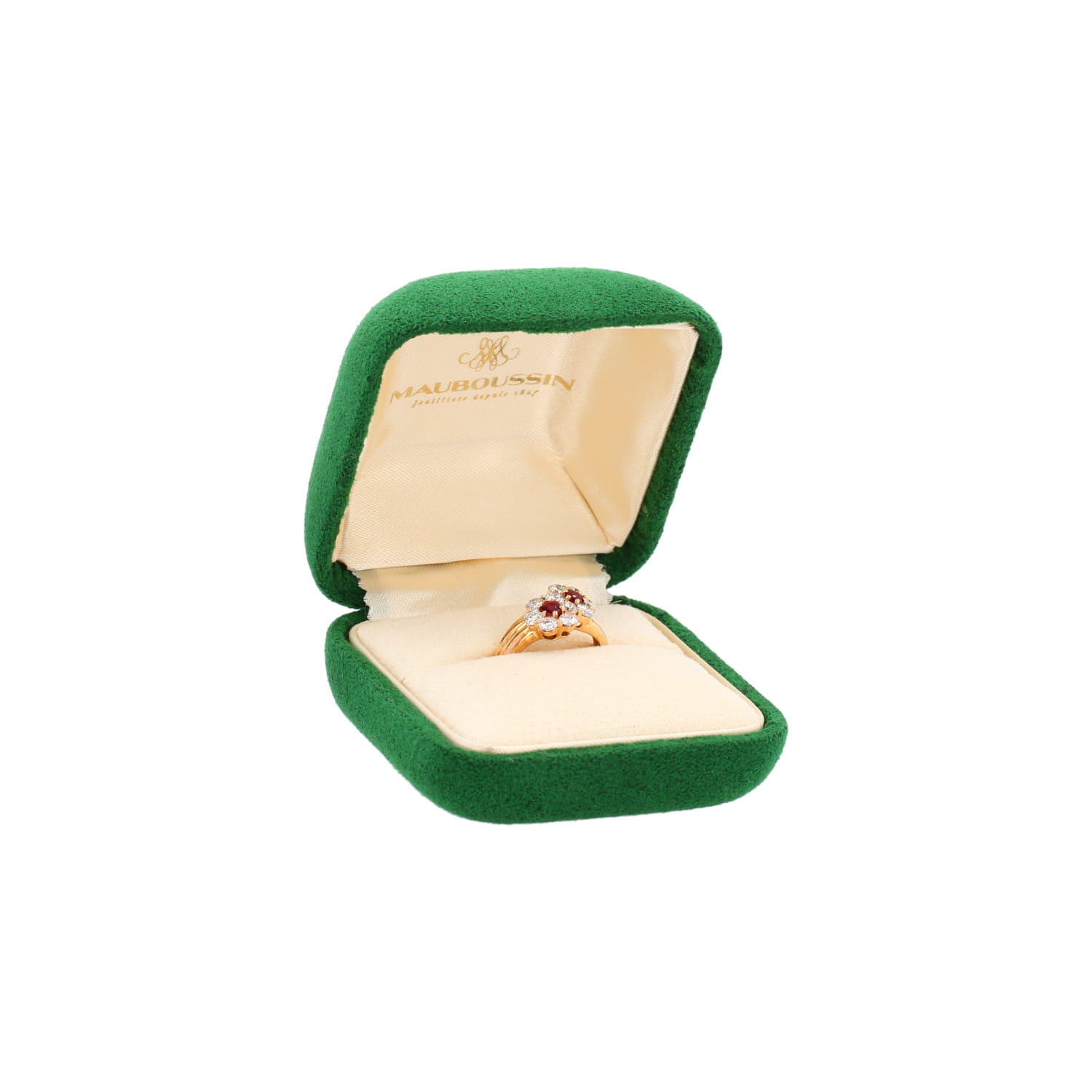 Mauboussin   1970's ring in yellow gold, diamonds and ruby - Detail D2