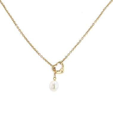 Collier Tiffany & Co Open Heart en or jaune et perle de culture