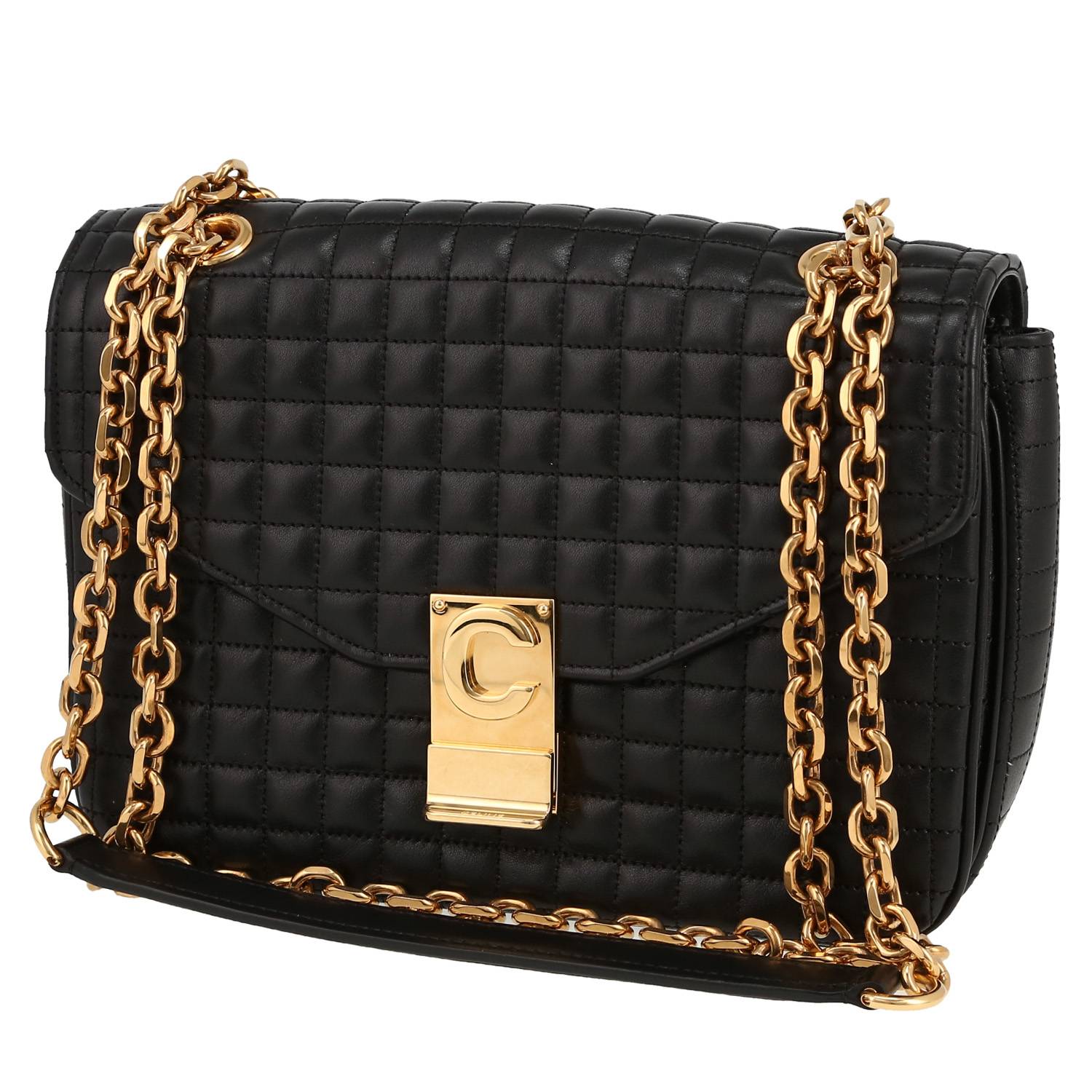 C Bag Handbag In Black Quilted Leather And Black Leather