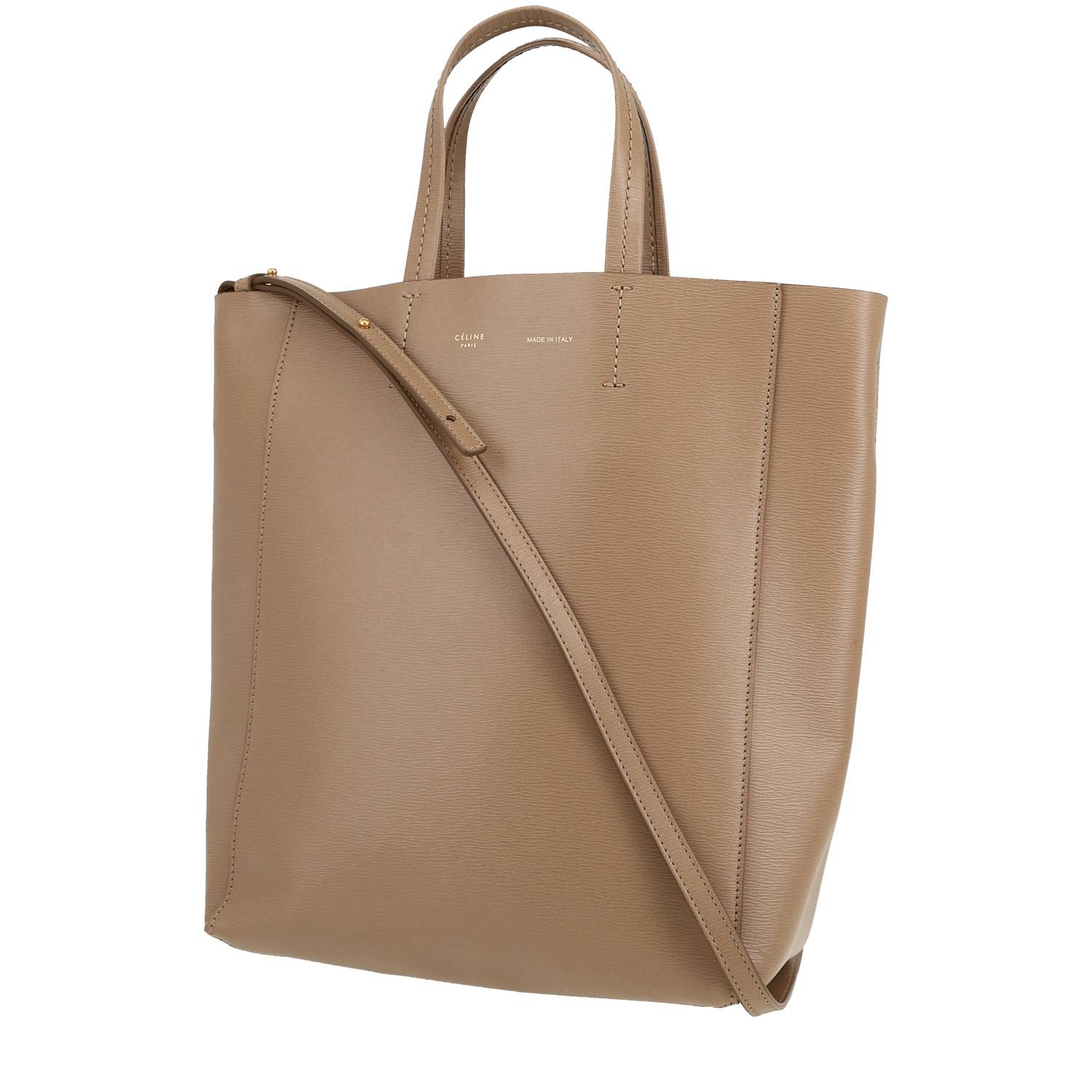 Vertical Handbag In Taupe Grained Leather