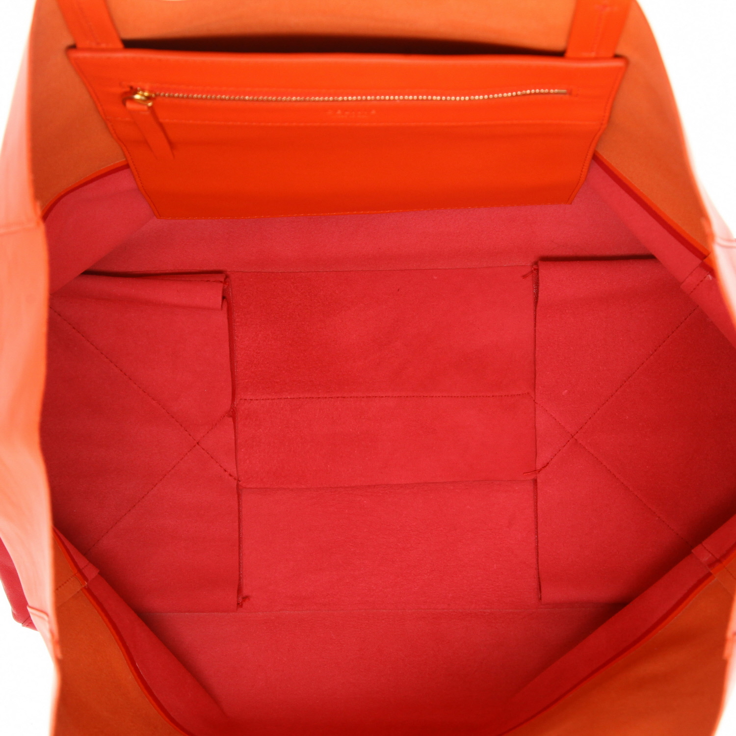 Sac cabas Celine   en cuir orange et rose - Detail D3