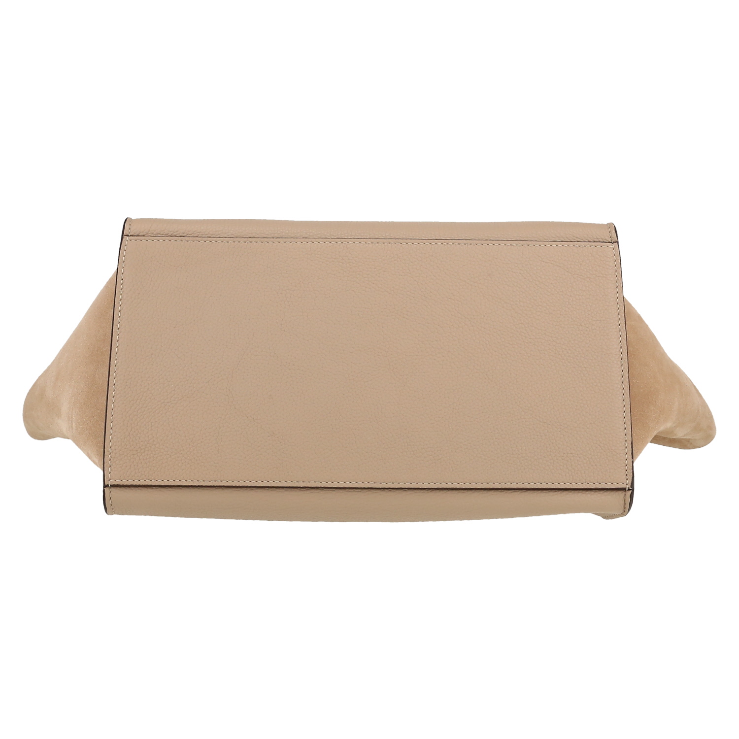 Sac à main Celine  Trapeze en cuir beige et daim beige - Detail D1