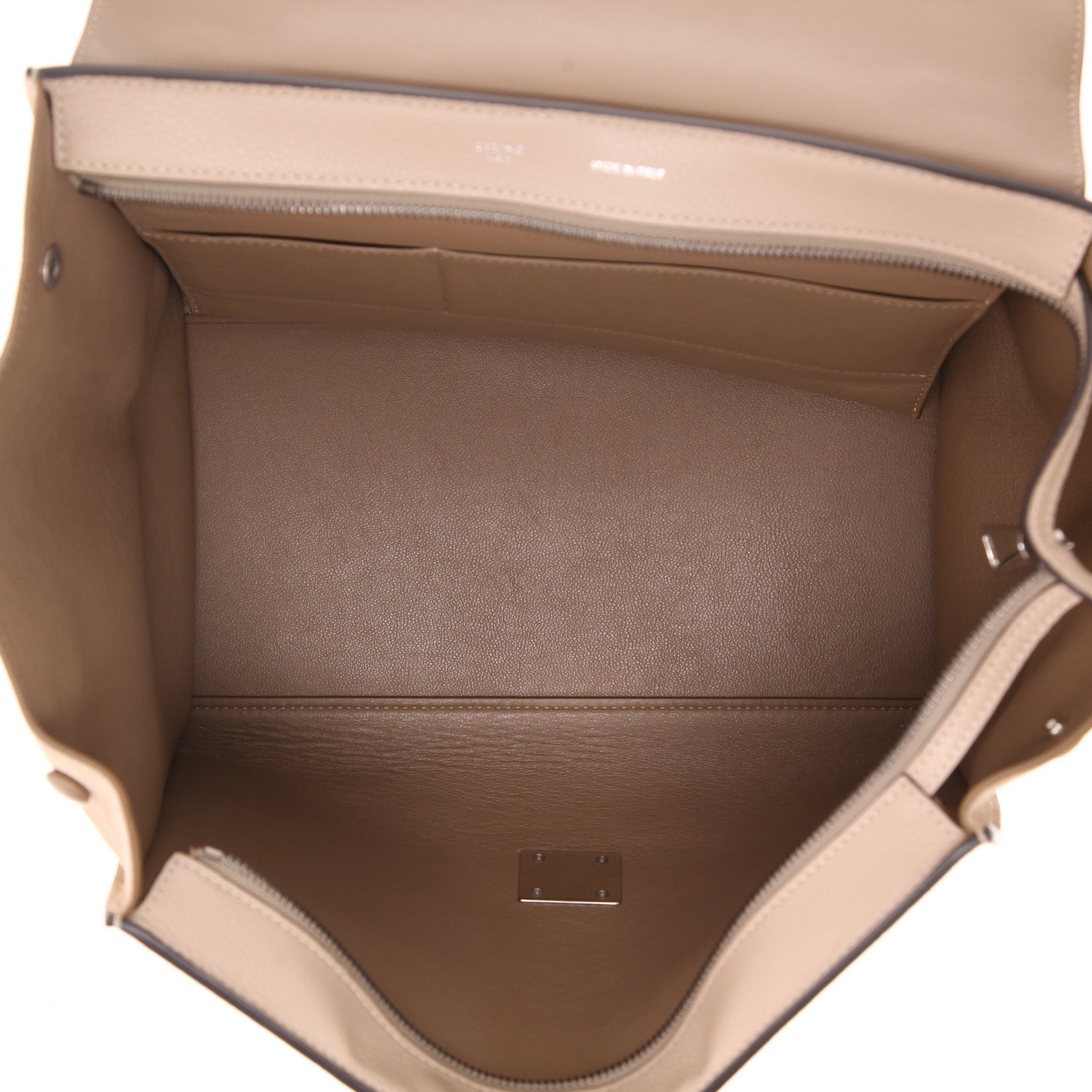 Sac à main Celine  Trapeze en cuir beige et daim beige - Detail D3