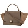 Bolso de mano Celine  Trapeze modelo mediano  en cuero color topo y ante beige - 00pp thumbnail