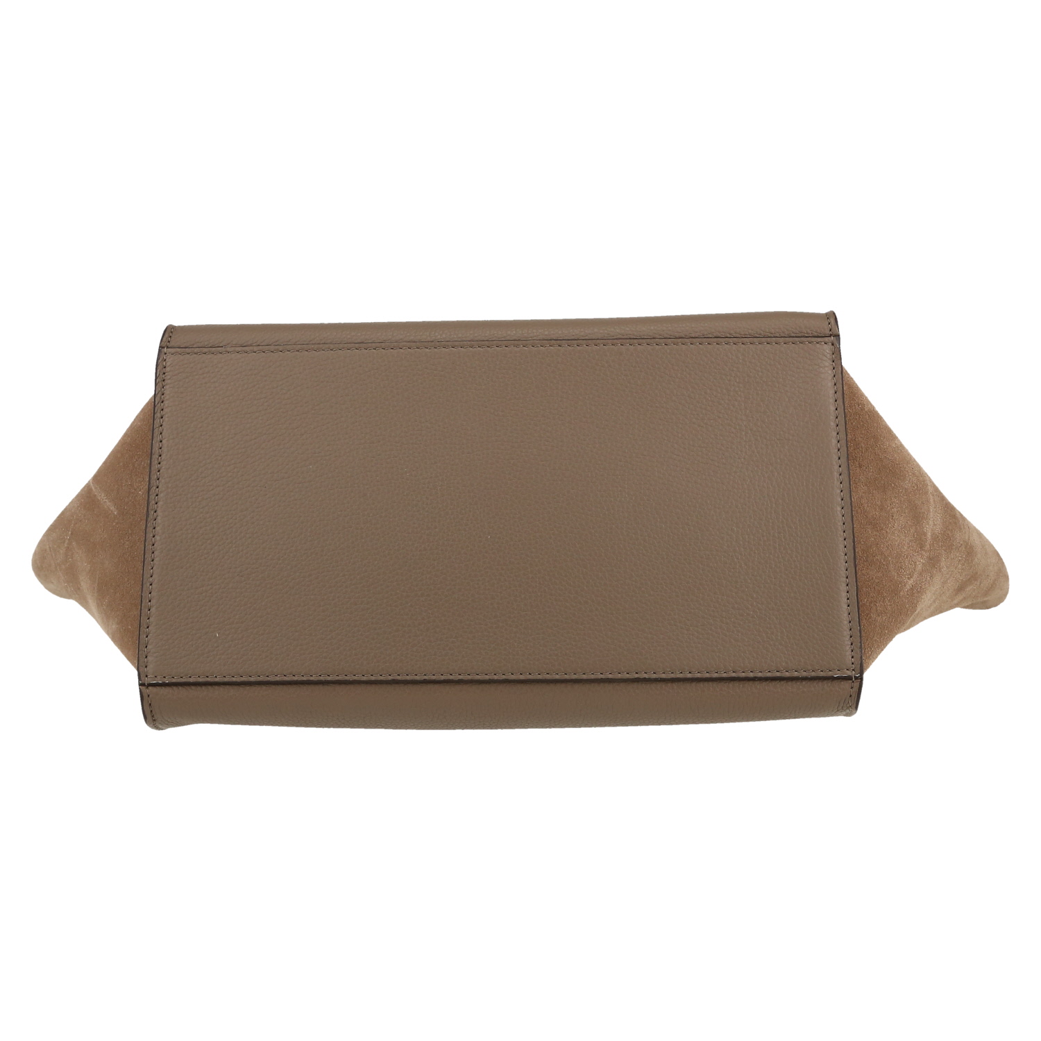 Sac à main Celine  Trapeze moyen modèle  en cuir taupe et daim beige - Detail D1