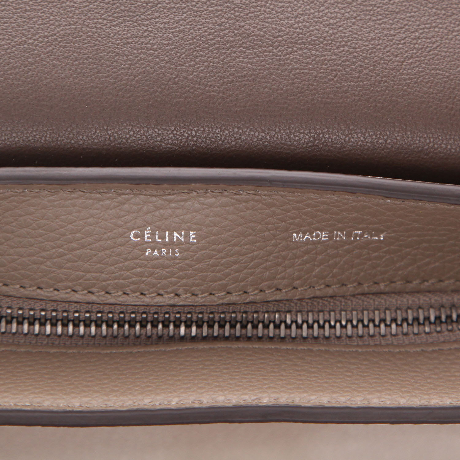Celine  Trapeze medium model  handbag  in taupe leather  and beige suede - Detail D2