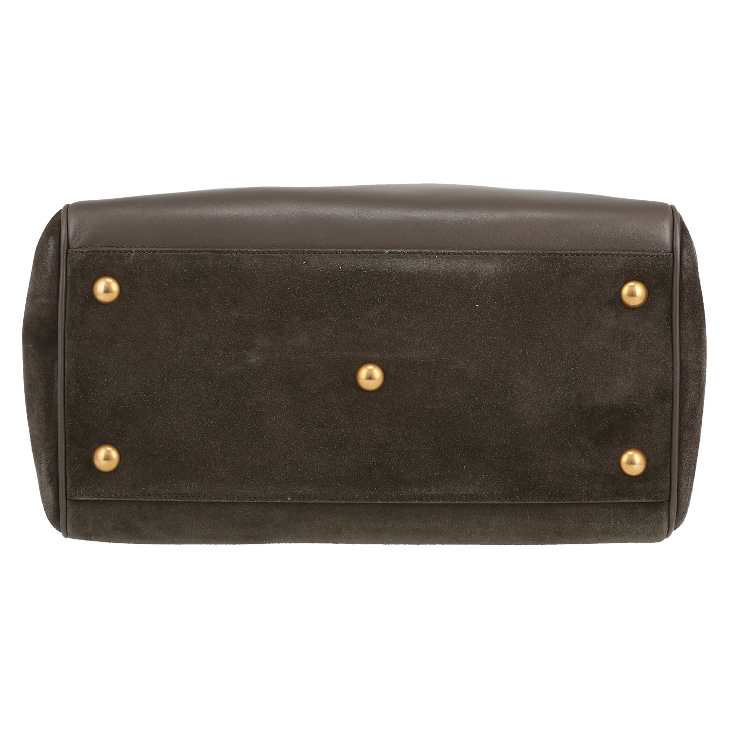 Borsa a tracolla Saint Laurent  Duffle in pelle e camoscio grigio - Detail D1