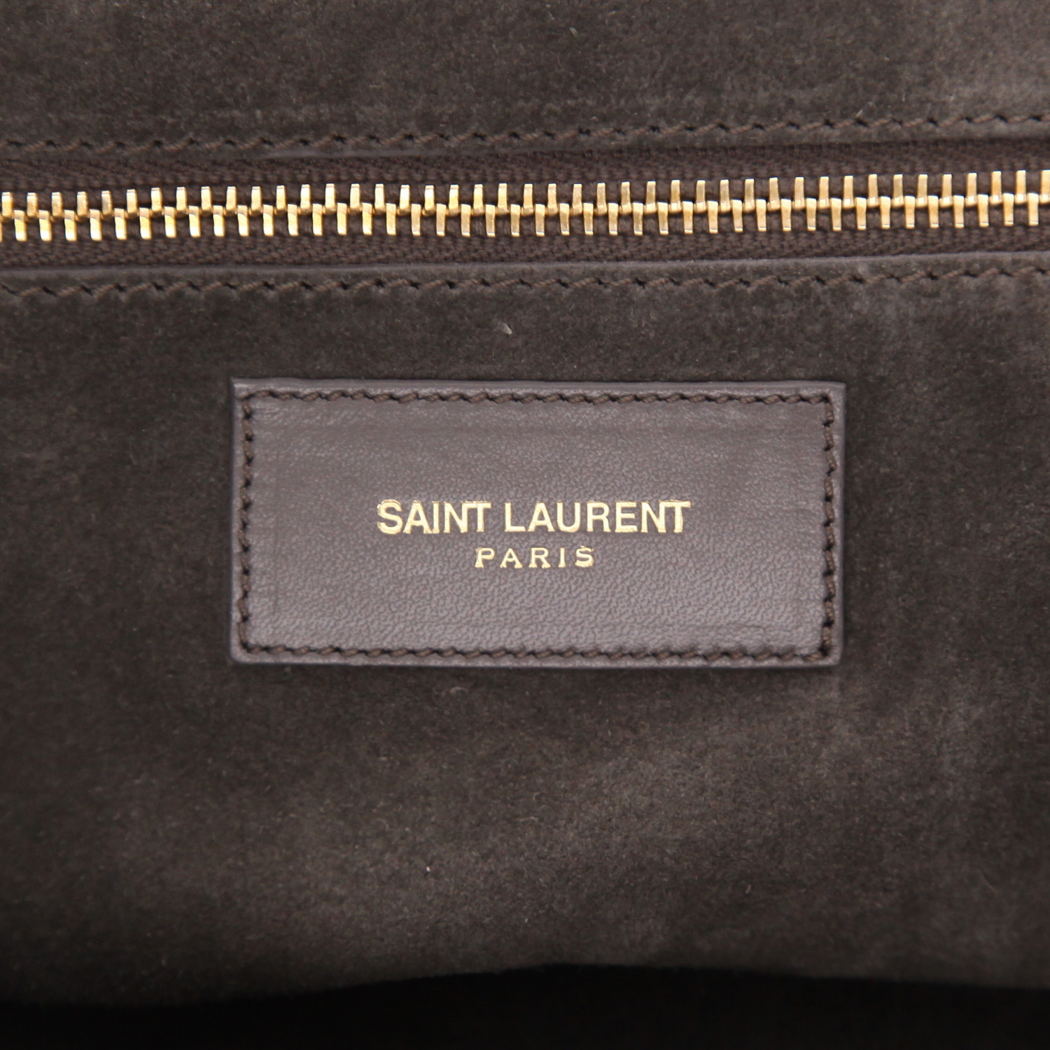 Sac bandoulière Saint Laurent  Duffle en cuir et daim gris - Detail D2