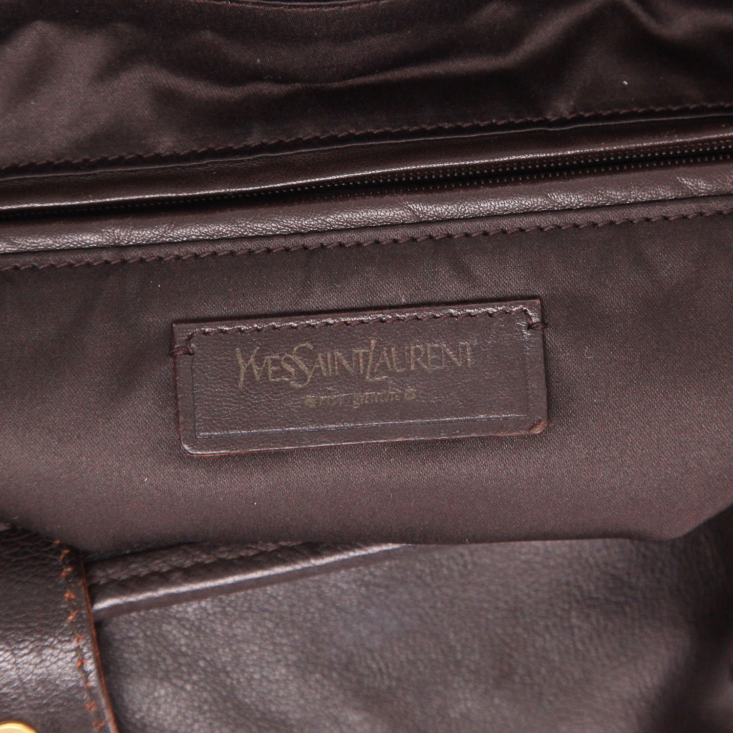 Saint Laurent   shopping bag  in brown grained leather - Detail D2