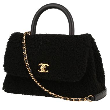 Bolso bandolera Chanel  Coco Handle en piel sintética negra y cuero negro