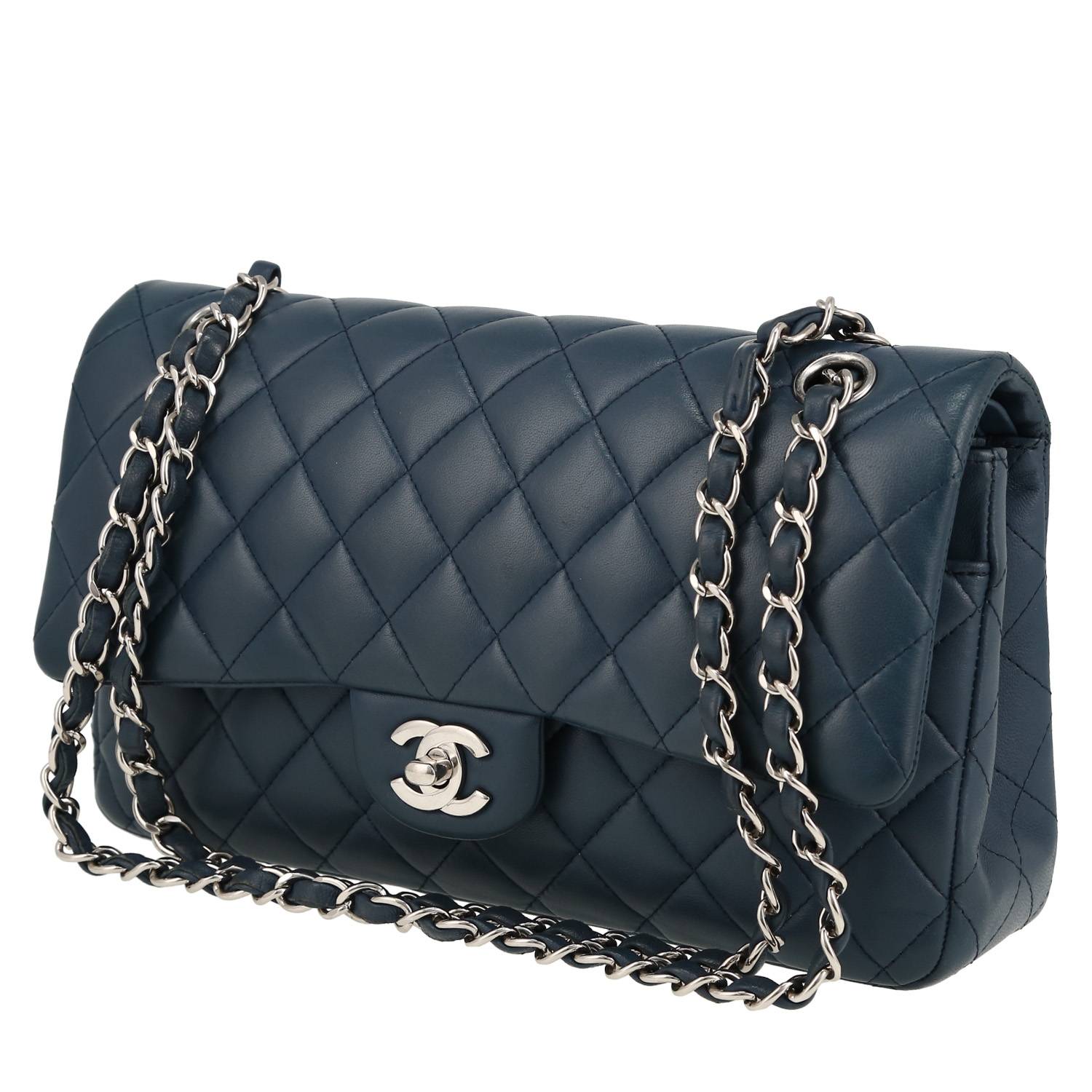 Timeless Classic Handbag In Blue Quilted Leather