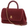 Chanel  Coco Handle shoulder bag  in burgundy synthetic furr  and burgundy leather - 00pp thumbnail